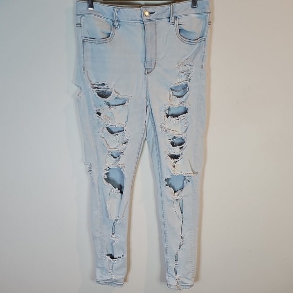 American Eagle Super Stretch Size 14 Light Wash High Rise Jeggings - Picture 2 of 8